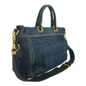 Prada tote Calf bag Blue City Denim Bag Navy denim
